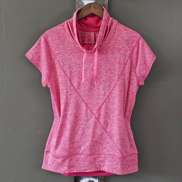 Adidas Heather Pink Short Sleeve Warm Neck Athletic Pullover Size Medium - Picture 1 of 13